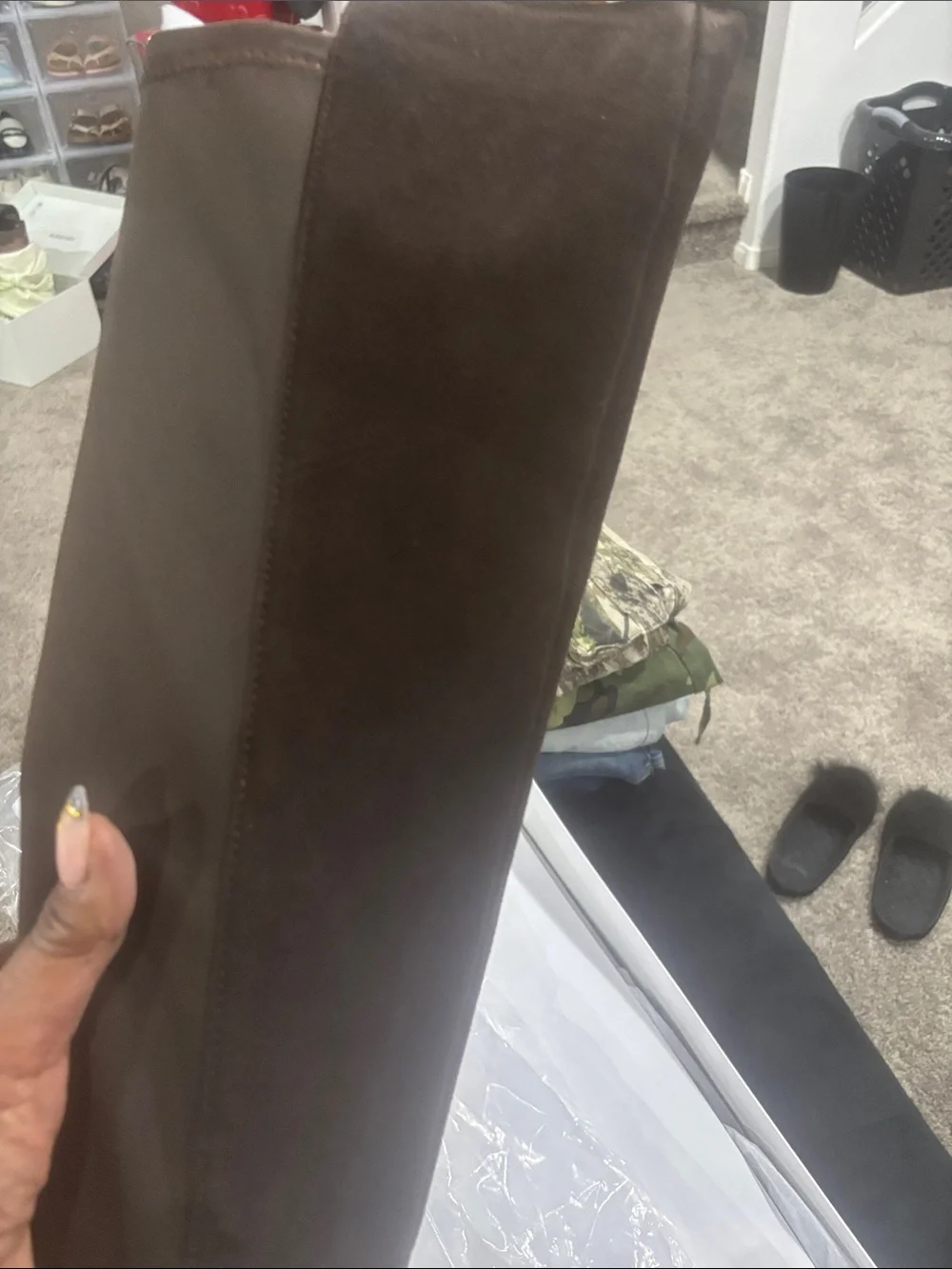 Brown Suede & Leather Mid-Calf Boots